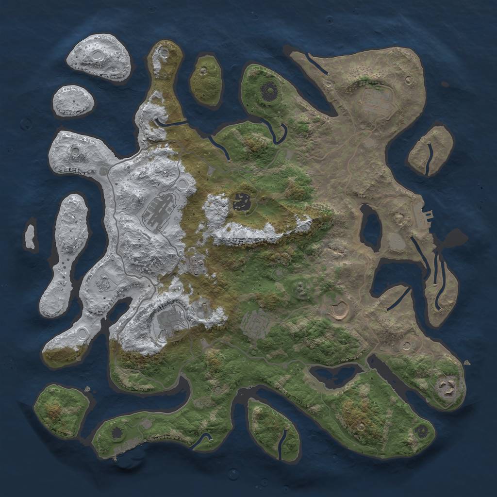 Rust Map: Procedural Map, Size: 4000, Seed: 6783, 17 Monuments
