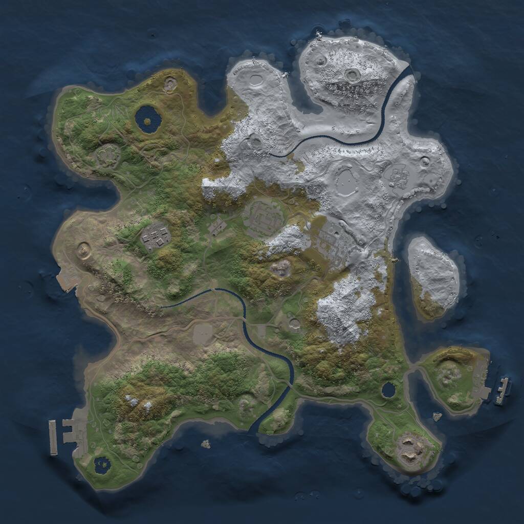 Rust Map: Procedural Map, Size: 3000, Seed: 77000, 10 Monuments