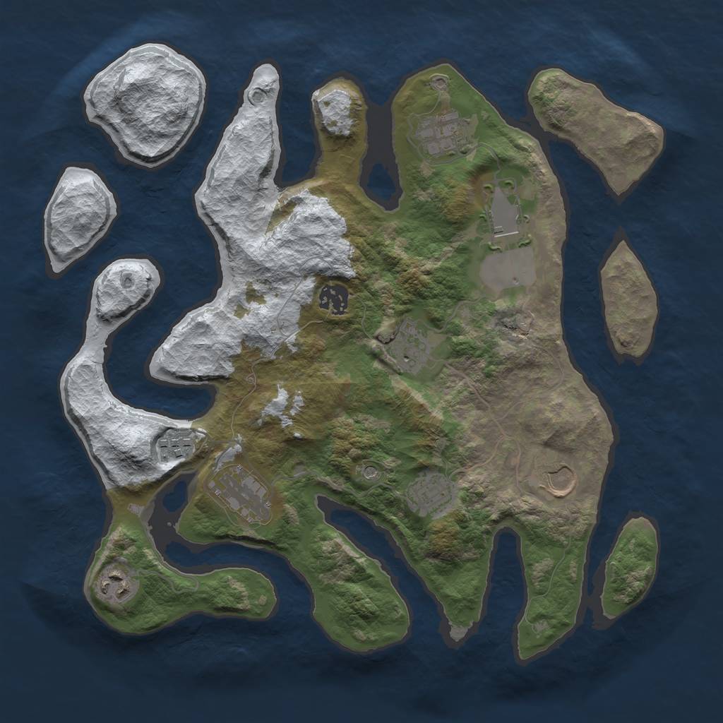Rust Map: Barren, Size: 3500, Seed: 1736167, 12 Monuments