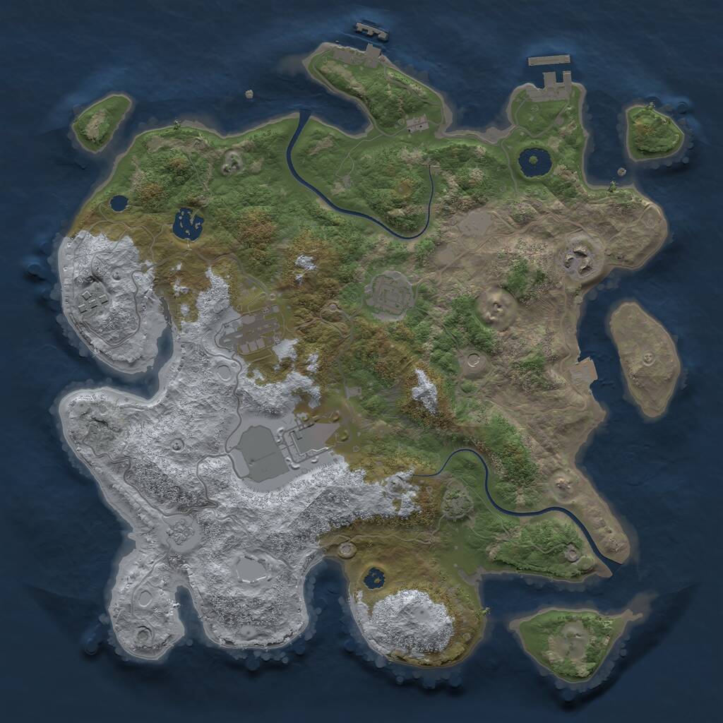 Rust Map: Procedural Map, Size: 3500, Seed: 2452684, 12 Monuments