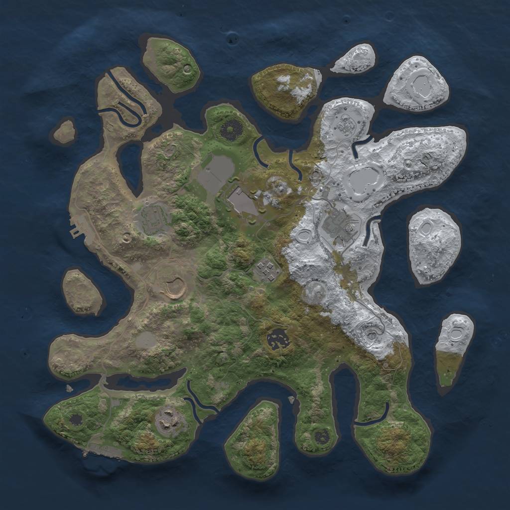 Rust Map: Procedural Map, Size: 3500, Seed: 4182595, 16 Monuments