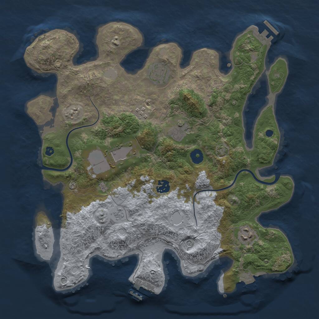 Rust Map: Procedural Map, Size: 3500, Seed: 6120412, 12 Monuments