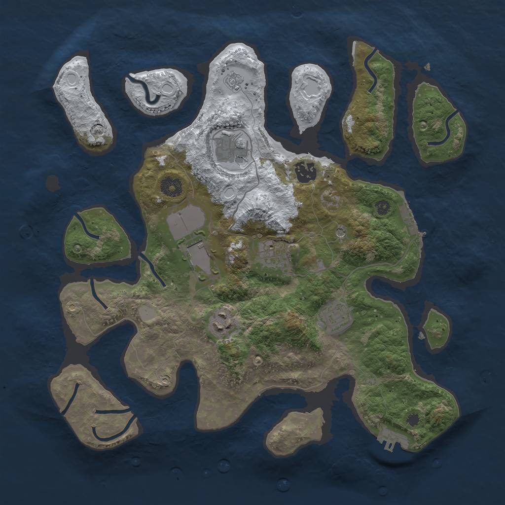 Rust Map: Procedural Map, Size: 3500, Seed: 3696048, 15 Monuments