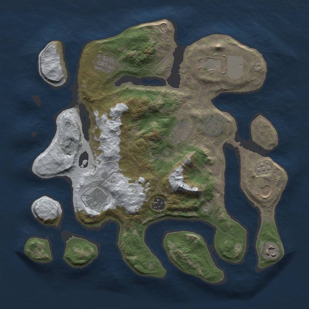Rust Map: Barren, Size: 3500, Seed: 51221, 12 Monuments