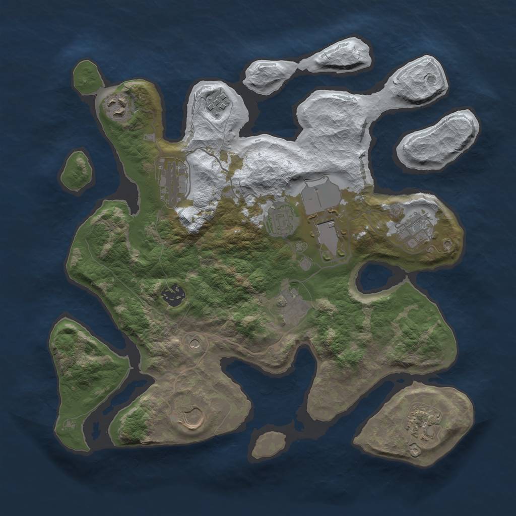 Rust Map: Barren, Size: 3500, Seed: 2396175, 13 Monuments