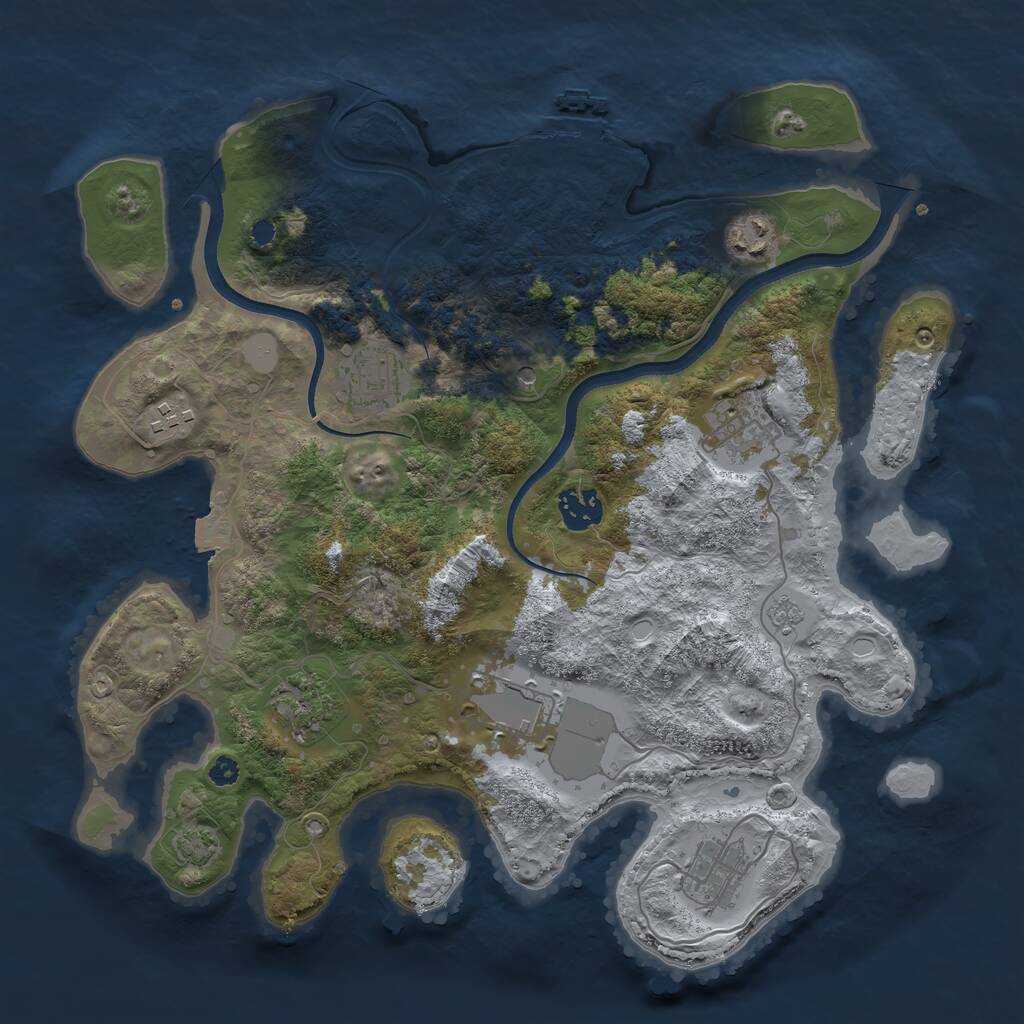 Rust Map: Procedural Map, Size: 3500, Seed: 3998434, 13 Monuments