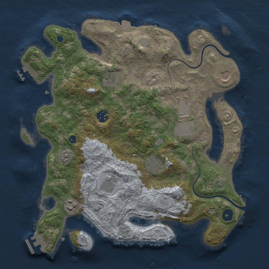 Rust Map: Procedural Map, Size: 3500, Seed: 2389274, 14 Monuments
