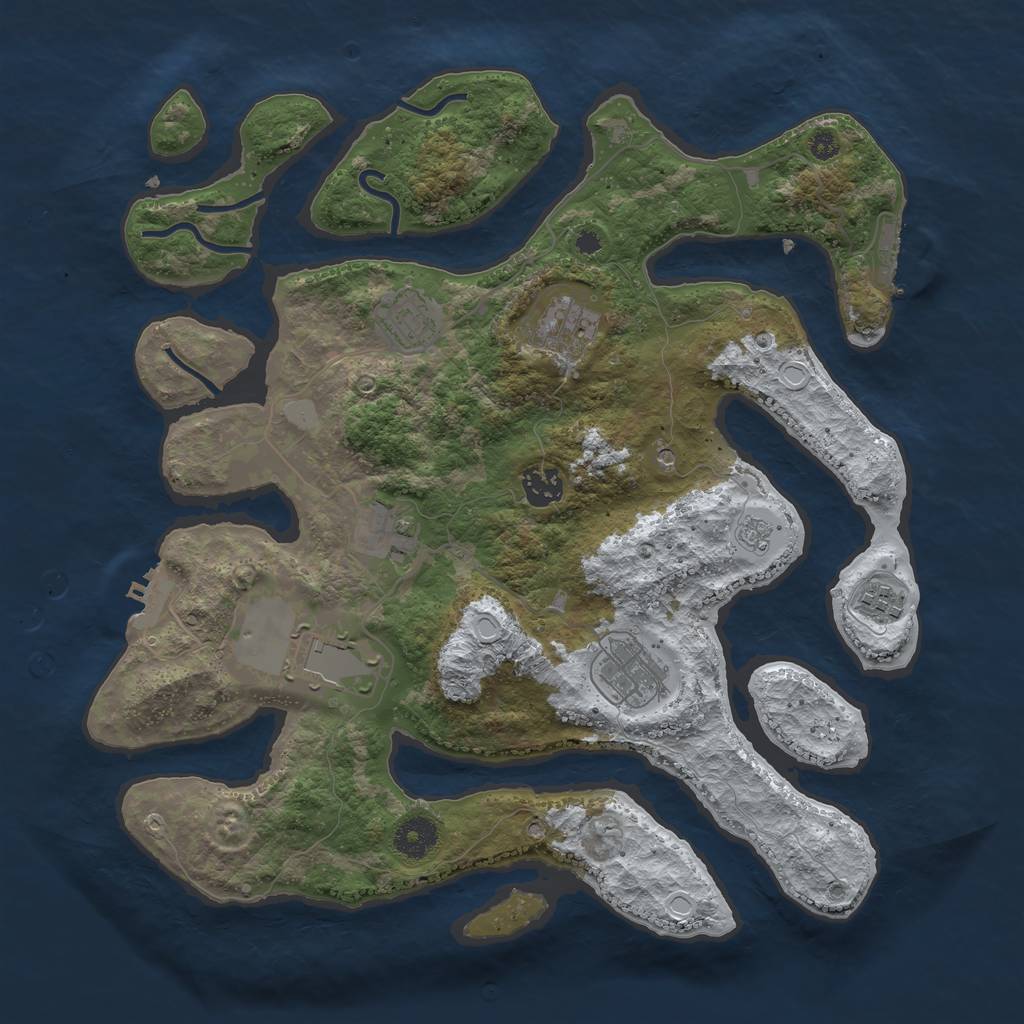Rust Map: Procedural Map, Size: 3700, Seed: 4855969, 16 Monuments