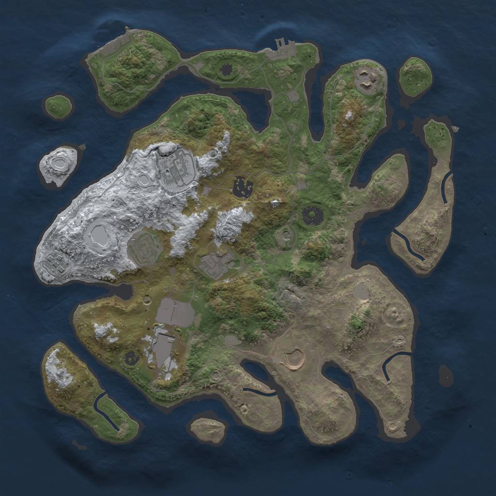 Rust Map: Procedural Map, Size: 3500, Seed: 2052237, 16 Monuments