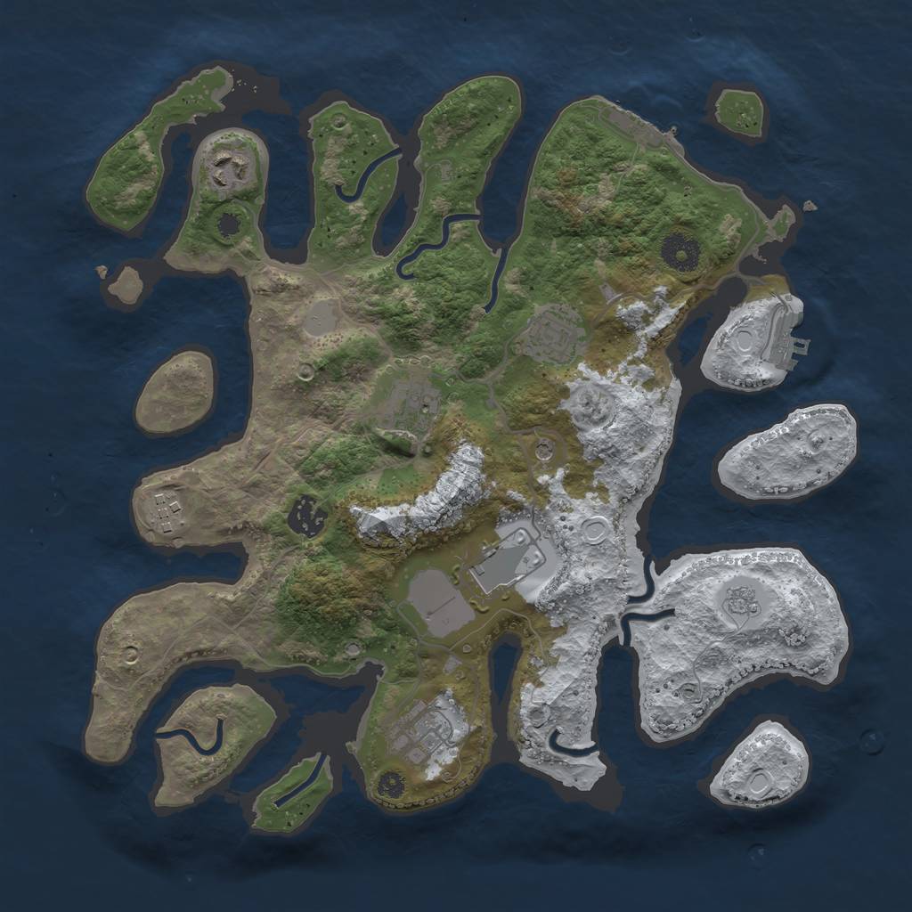 Rust Map: Procedural Map, Size: 3500, Seed: 4331425, 16 Monuments