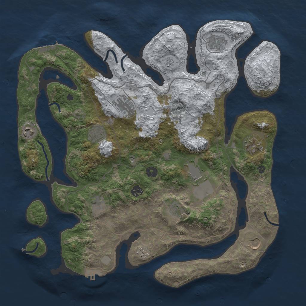 Rust Map: Procedural Map, Size: 4050, Seed: 1368860384, 20 Monuments