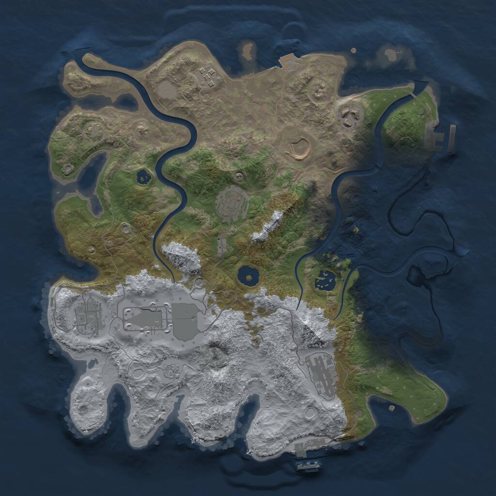 Rust Map: Procedural Map, Size: 3500, Seed: 4247657, 14 Monuments