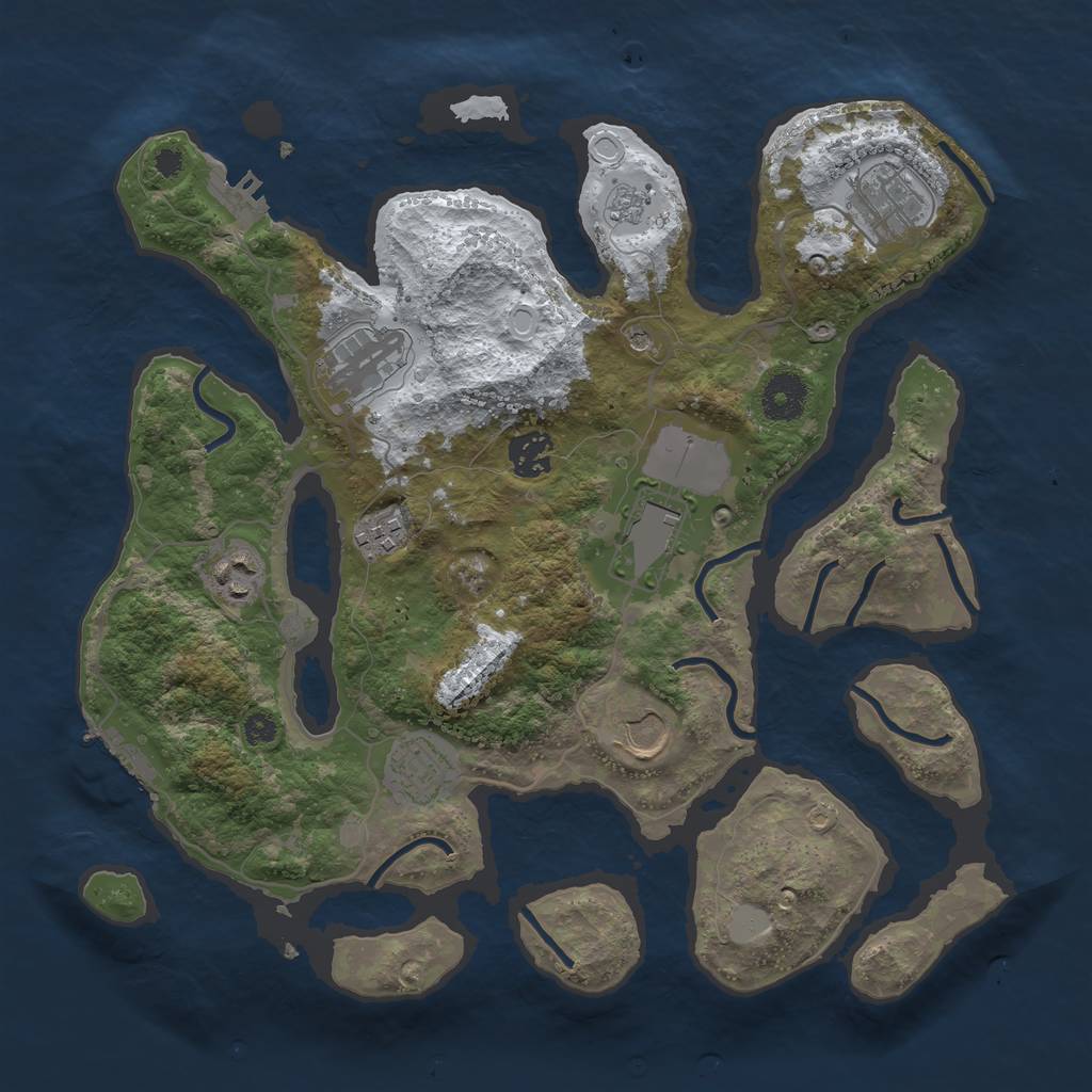Rust Map: Procedural Map, Size: 3500, Seed: 2653837, 17 Monuments