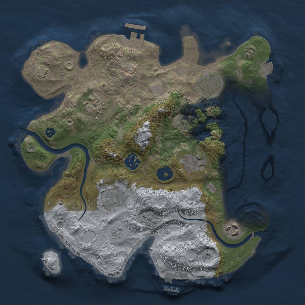 Rust Map: Procedural Map, Size: 3000, Seed: 3154, 13 Monuments