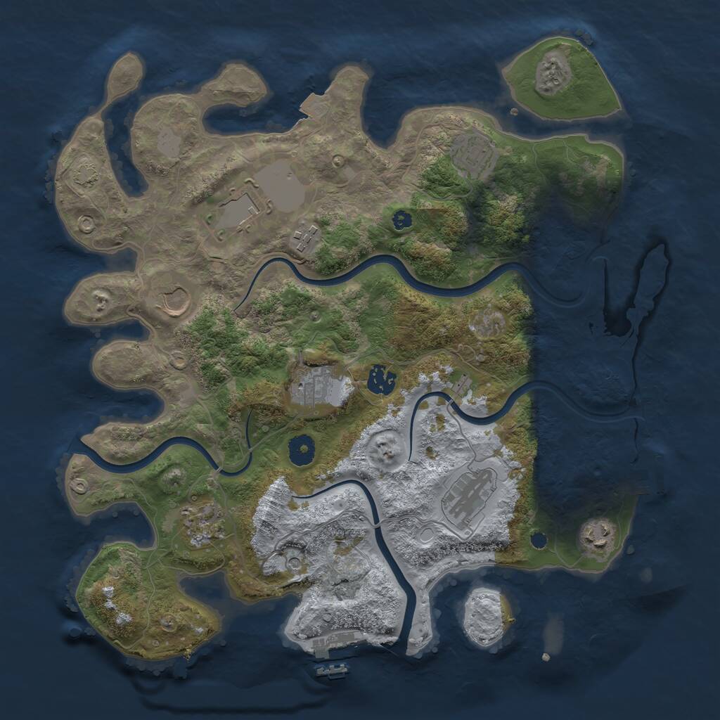 Rust Map: Procedural Map, Size: 3700, Seed: 3403590, 14 Monuments