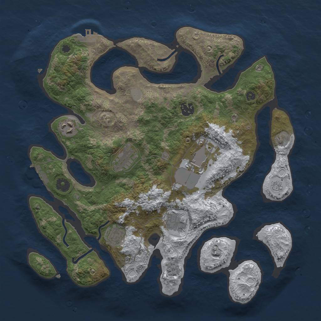 Rust Map: Procedural Map, Size: 3500, Seed: 1693573, 15 Monuments