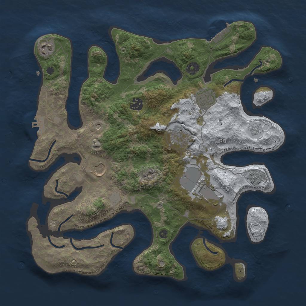 Rust Map: Procedural Map, Size: 3500, Seed: 5059878, 16 Monuments