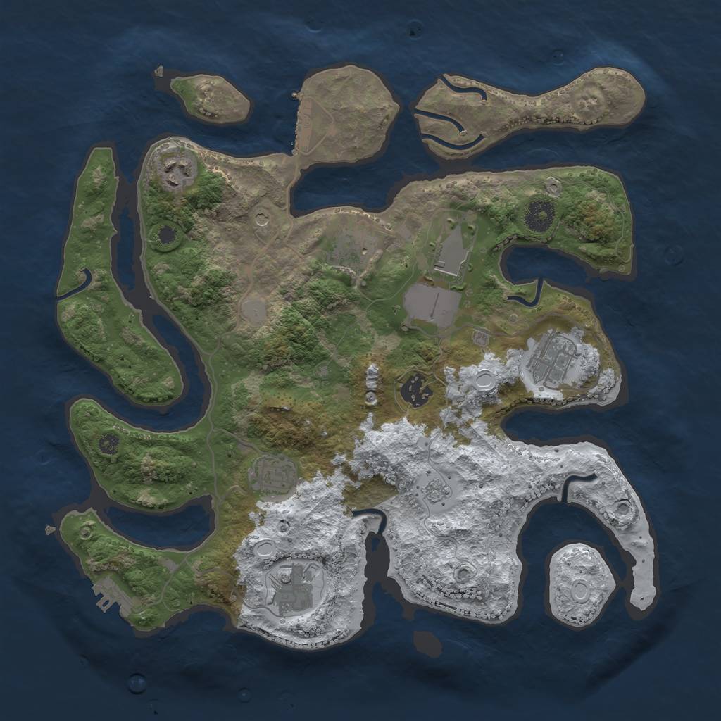 Rust Map: Procedural Map, Size: 3500, Seed: 4225872, 16 Monuments