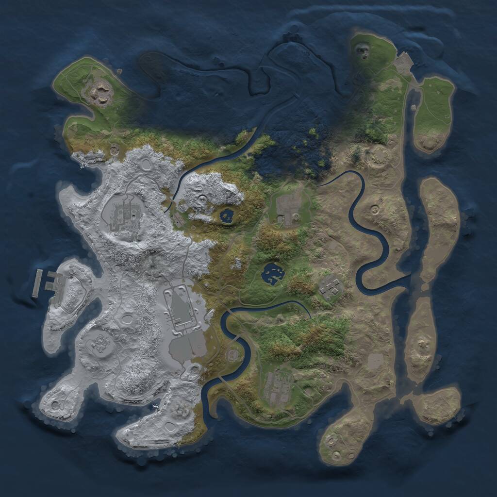 Rust Map: Procedural Map, Size: 3500, Seed: 3466513, 12 Monuments