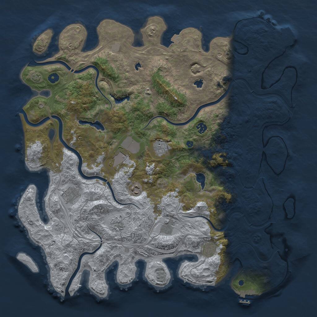 Rust Map: Procedural Map, Size: 4600, Seed: 3, 15 Monuments
