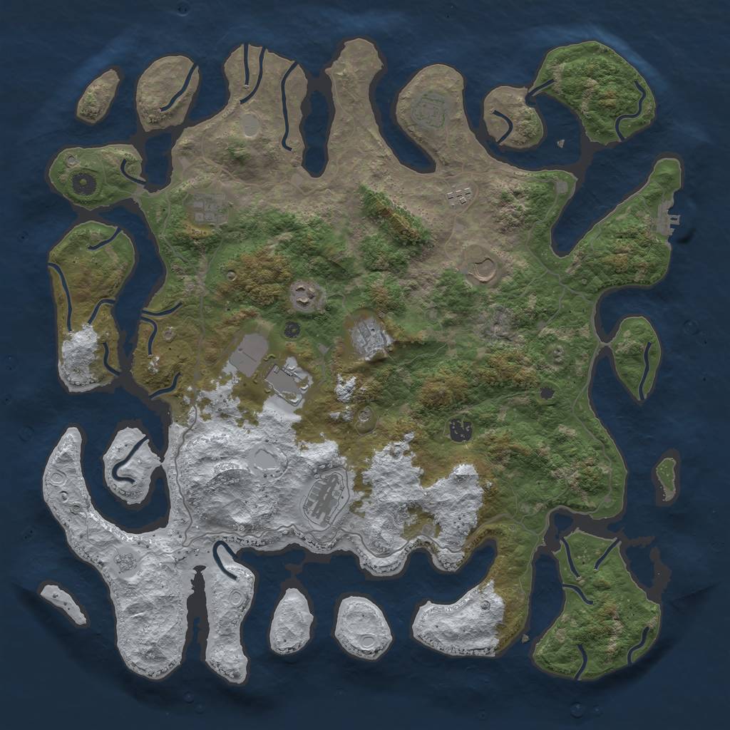 Rust Map: Procedural Map, Size: 4600, Seed: 3, 17 Monuments