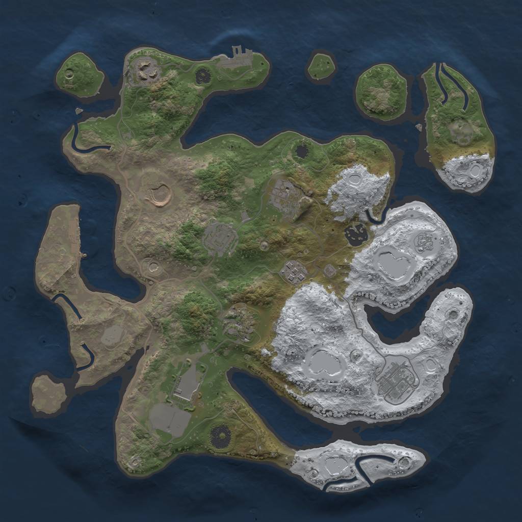 Rust Map: Procedural Map, Size: 3500, Seed: 1156145, 18 Monuments