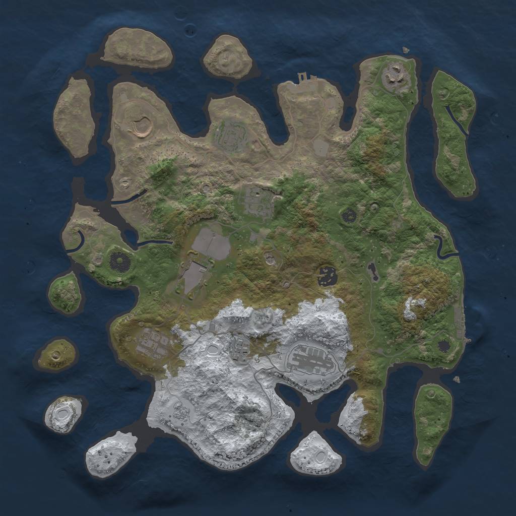 Rust Map: Procedural Map, Size: 3700, Seed: 4260871, 18 Monuments