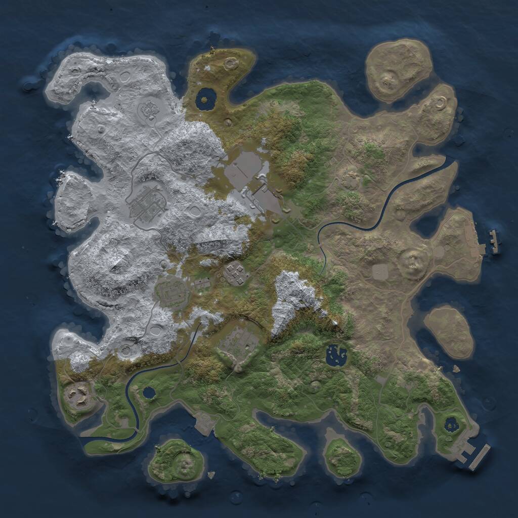 Rust Map: Procedural Map, Size: 3500, Seed: 1014027, 13 Monuments