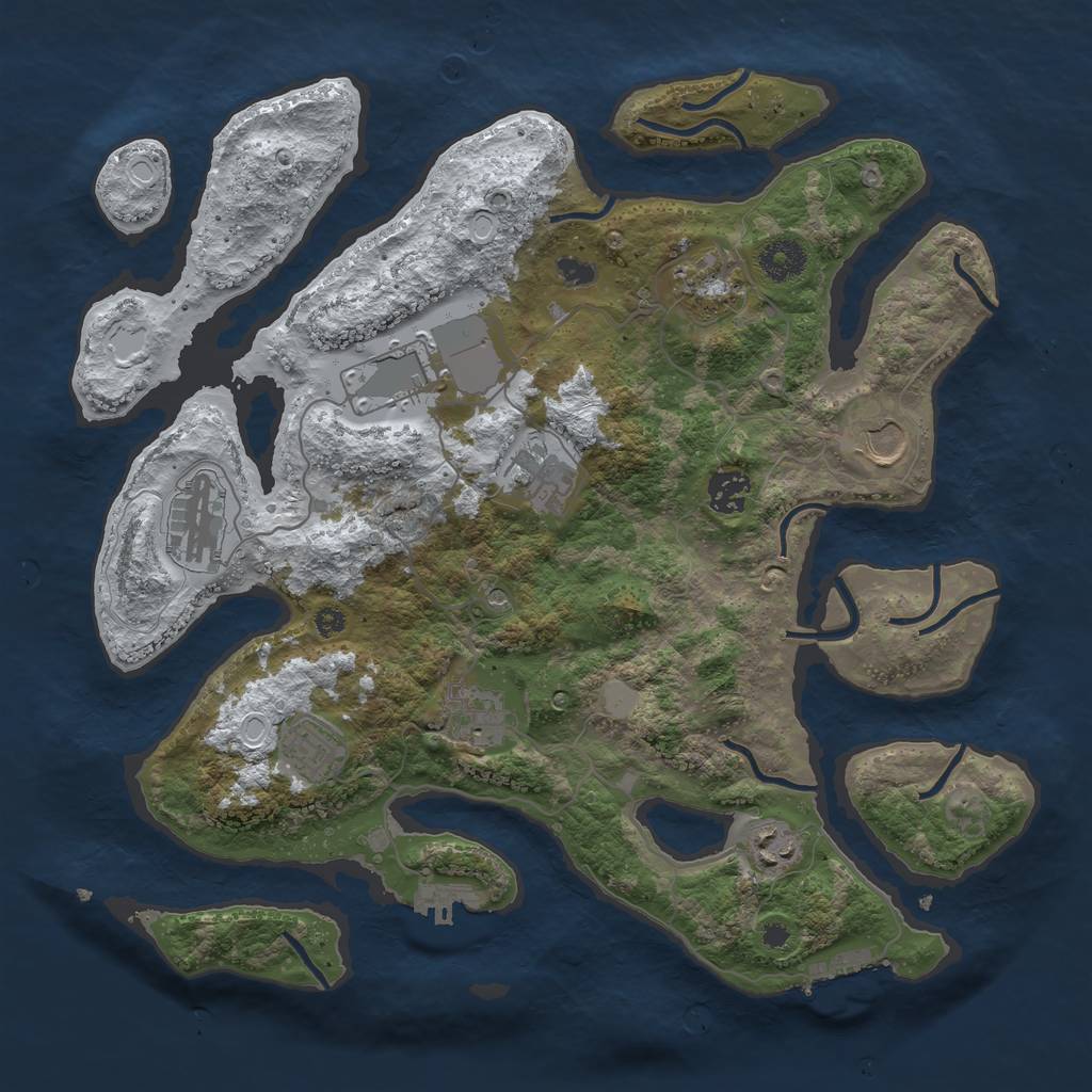 Rust Map: Procedural Map, Size: 3700, Seed: 299863, 17 Monuments