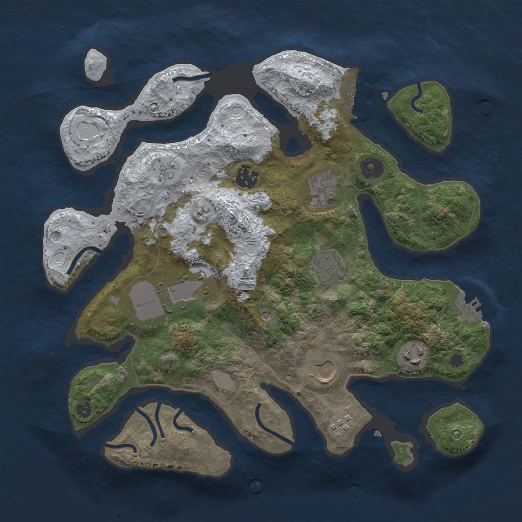 Rust Map: Procedural Map, Size: 3500, Seed: 5034870, 16 Monuments