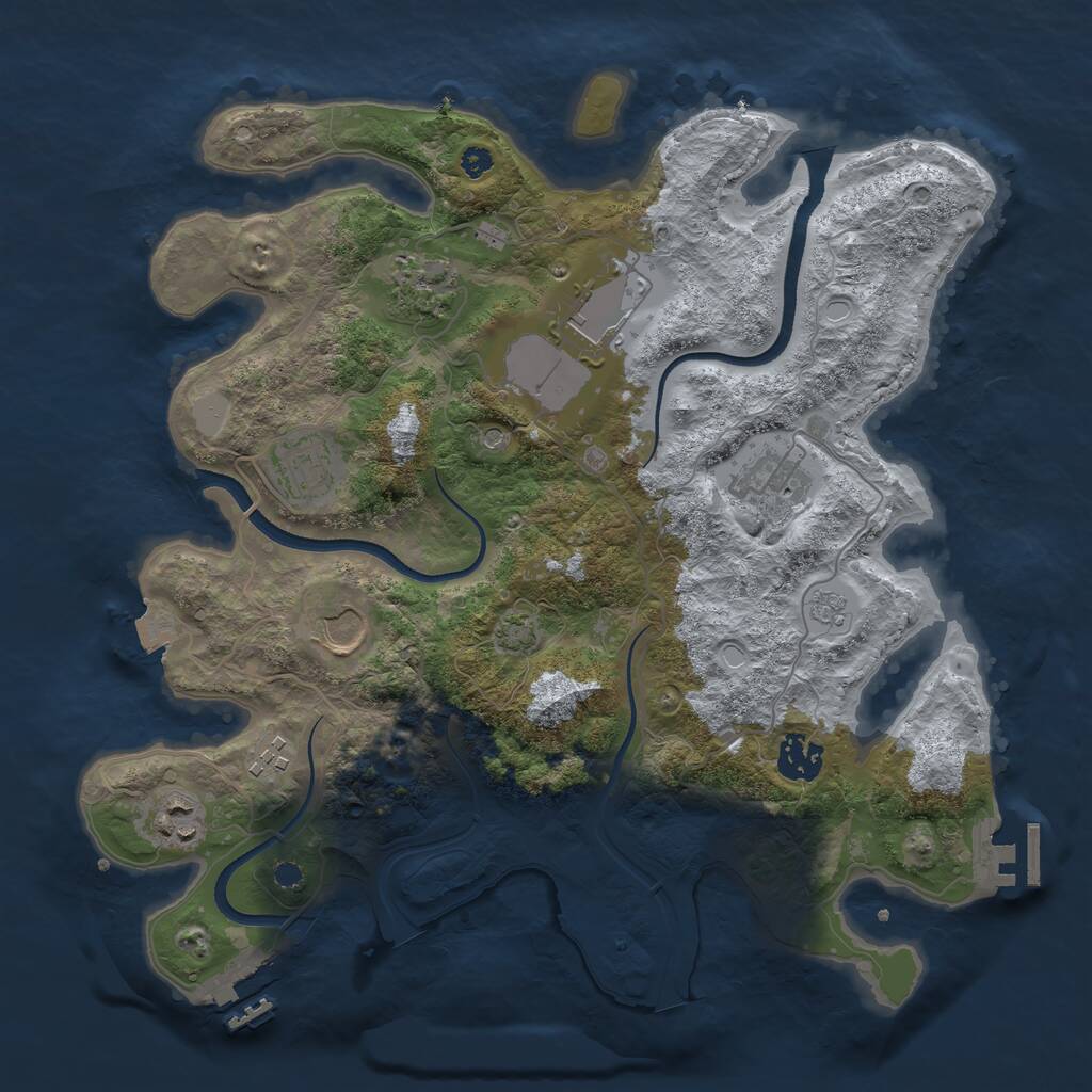 Rust Map: Procedural Map, Size: 3500, Seed: 2425533, 14 Monuments