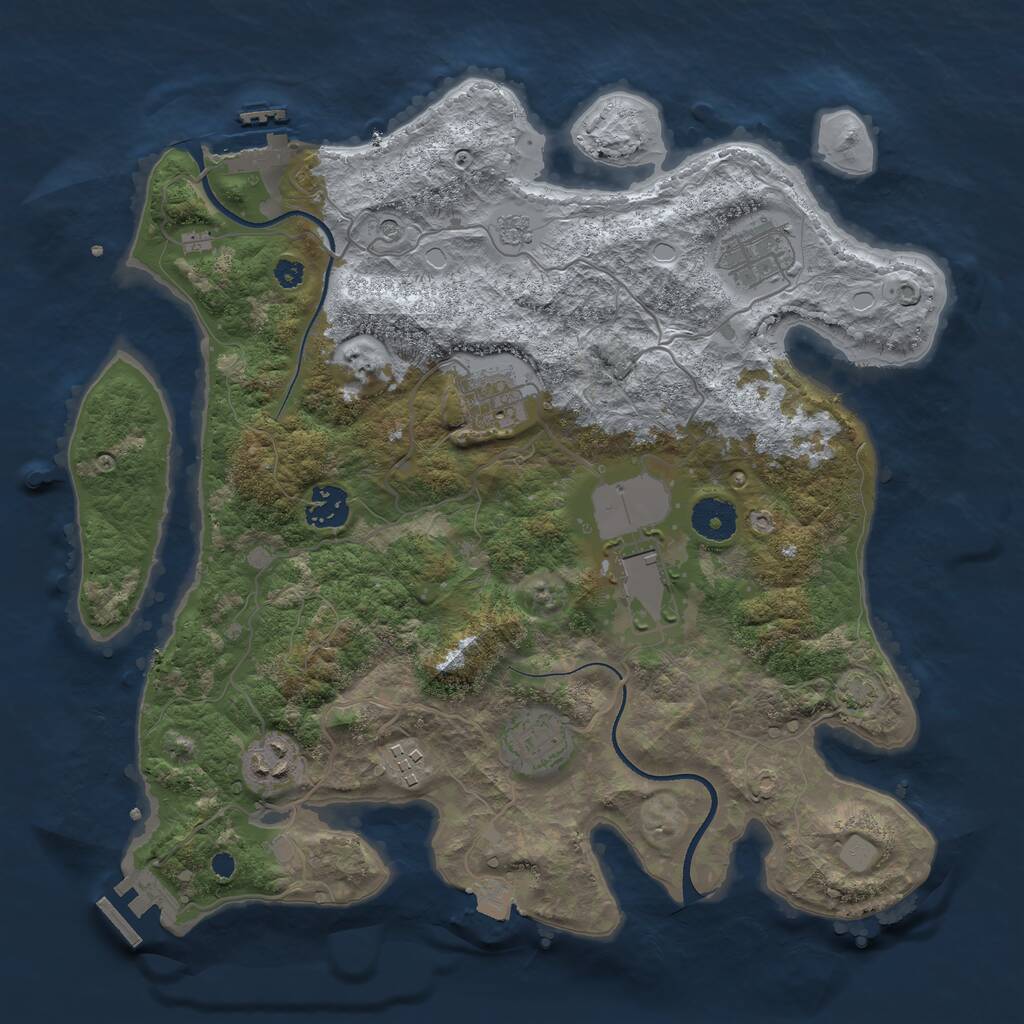 Rust Map: Procedural Map, Size: 3500, Seed: 6104455, 13 Monuments