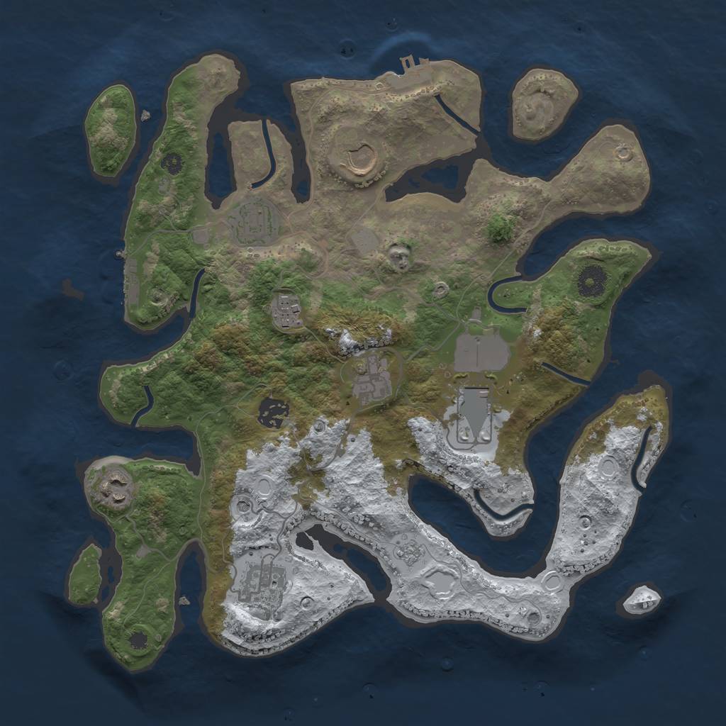 Rust Map: Procedural Map, Size: 3500, Seed: 459351, 17 Monuments