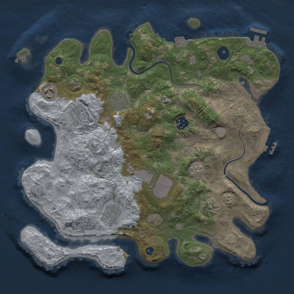 Rust Map: Procedural Map, Size: 3500, Seed: 5968165, 14 Monuments