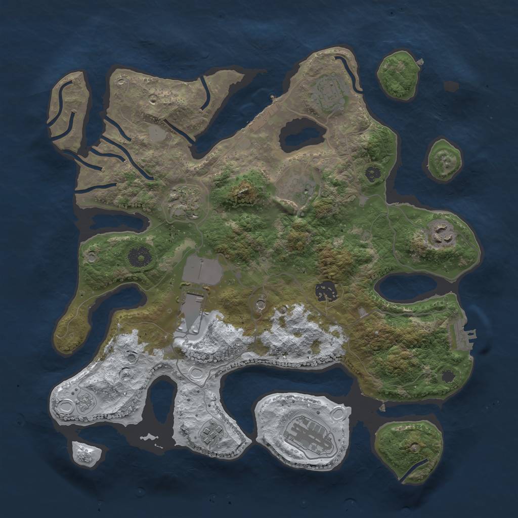 Rust Map: Procedural Map, Size: 3500, Seed: 3621964, 17 Monuments