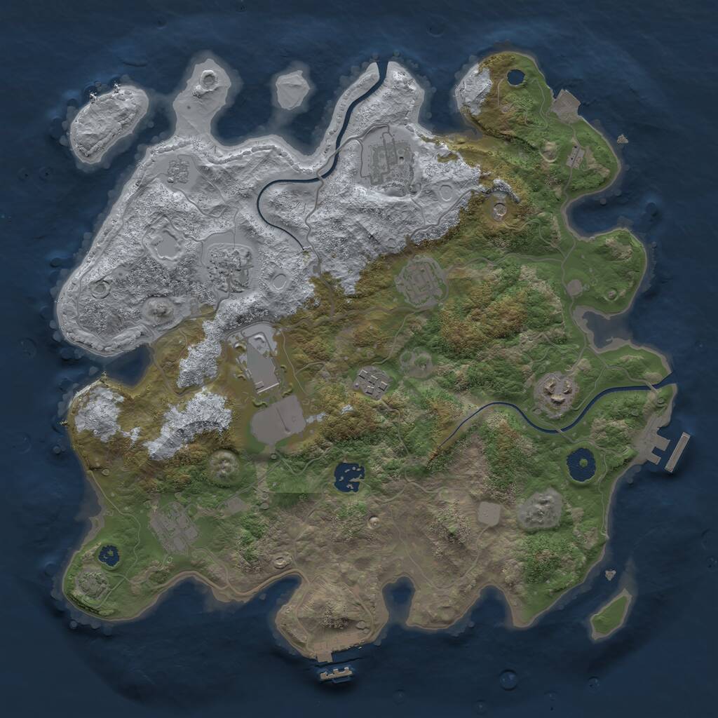 Rust Map: Procedural Map, Size: 3500, Seed: 4870389, 14 Monuments