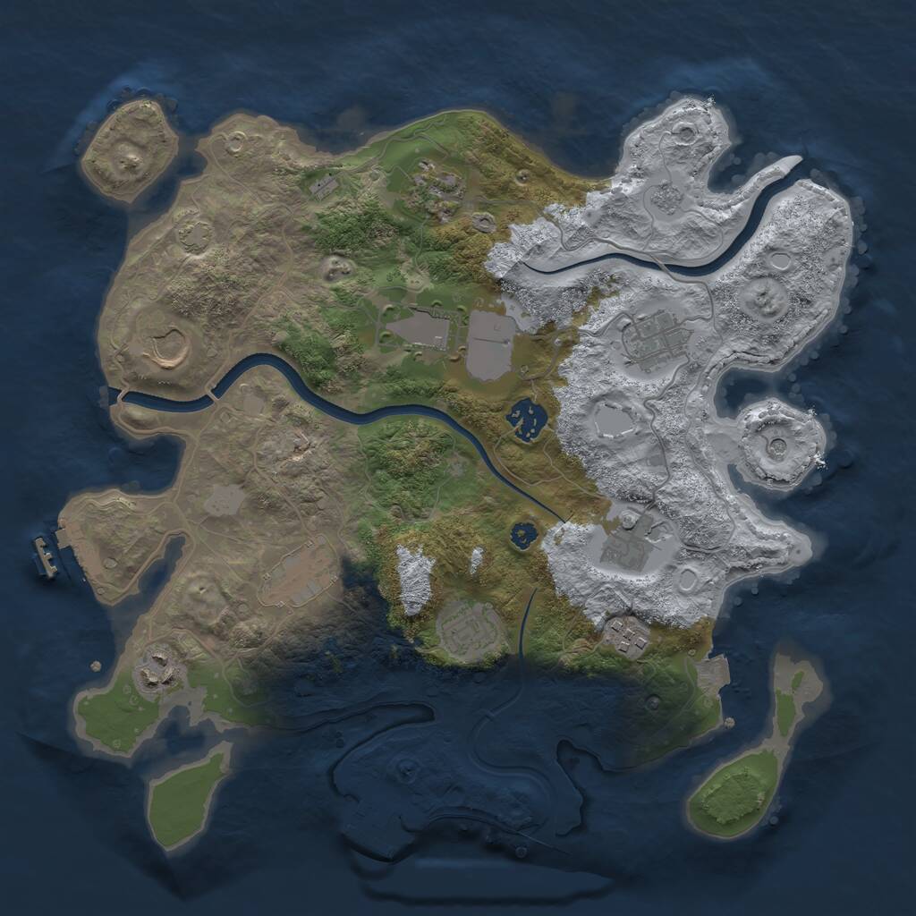 Rust Map: Procedural Map, Size: 3500, Seed: 1004257, 16 Monuments