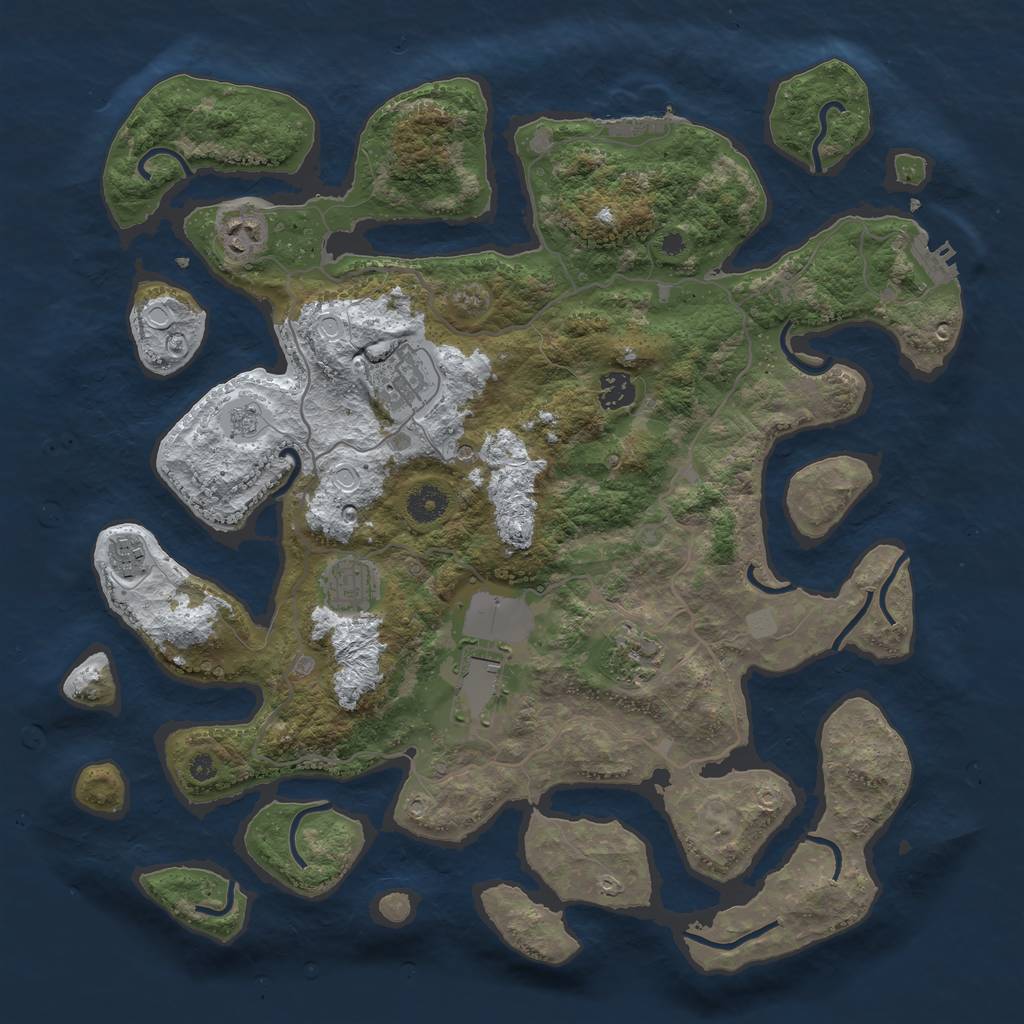 Rust Map: Procedural Map, Size: 4000, Seed: 45678995, 16 Monuments