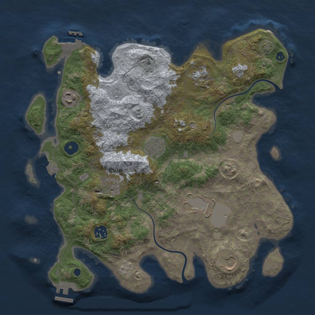 Rust Map: Procedural Map, Size: 3500, Seed: 2608915, 14 Monuments