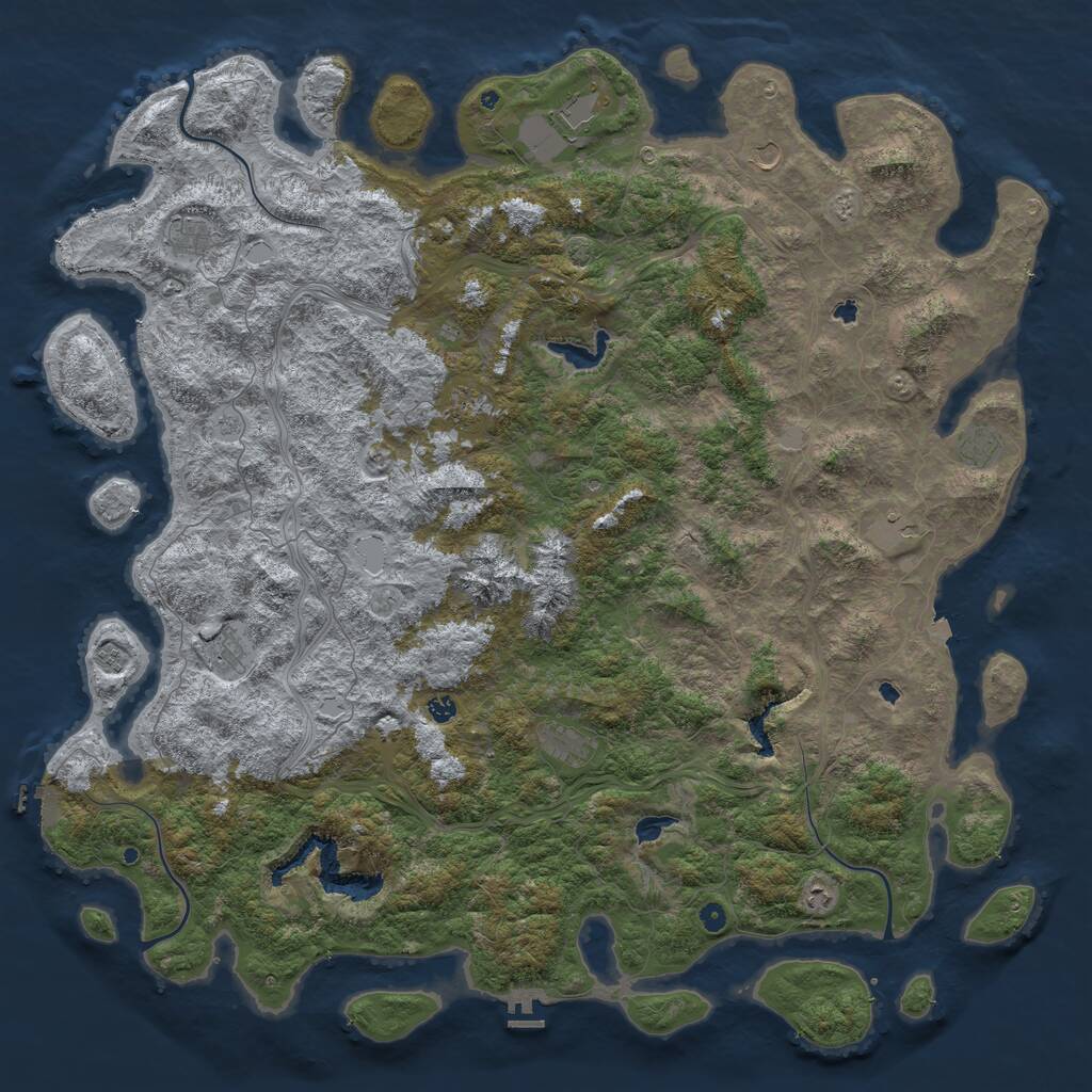 Rust Map: Procedural Map, Size: 6000, Seed: 135678, 17 Monuments