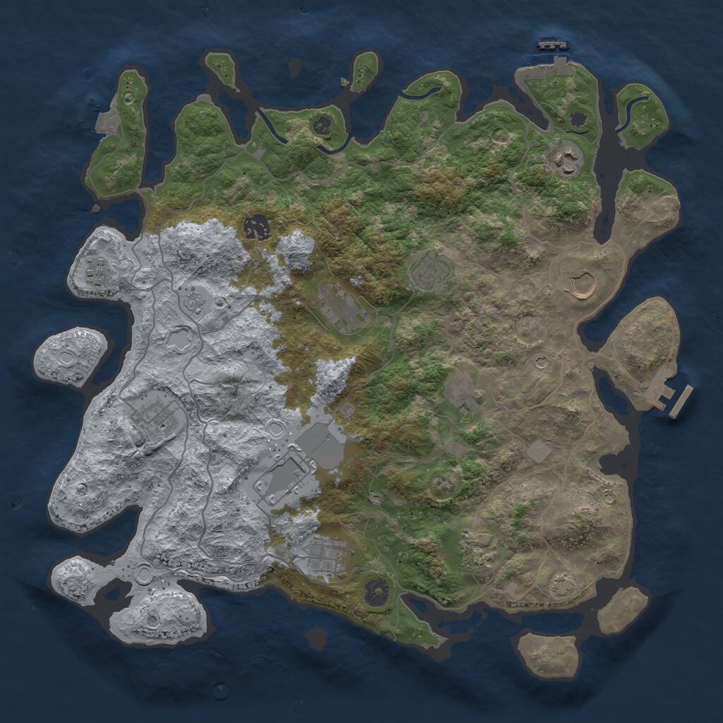 Rust Map: Procedural Map, Size: 4000, Seed: 557281993, 17 Monuments
