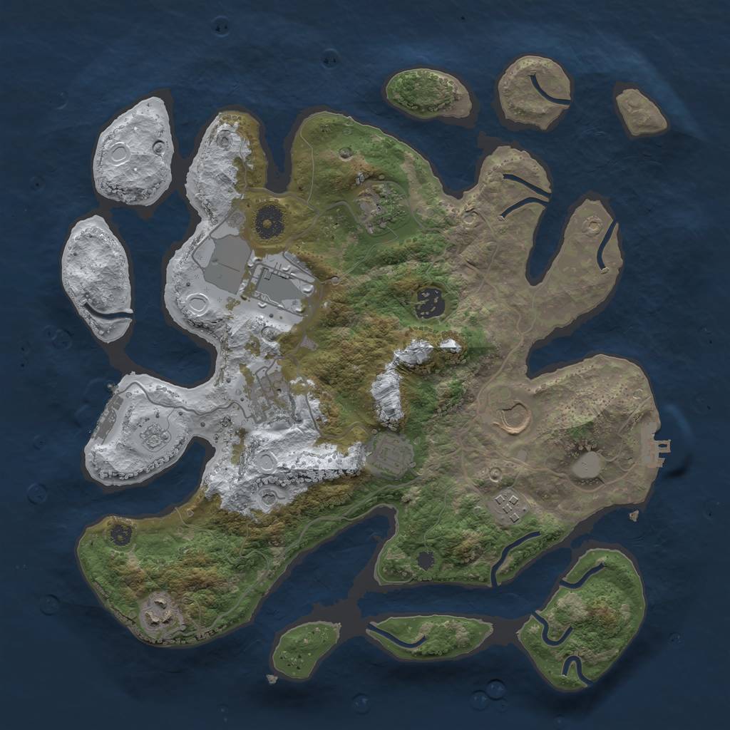 Rust Map: Procedural Map, Size: 3500, Seed: 377800381, 17 Monuments