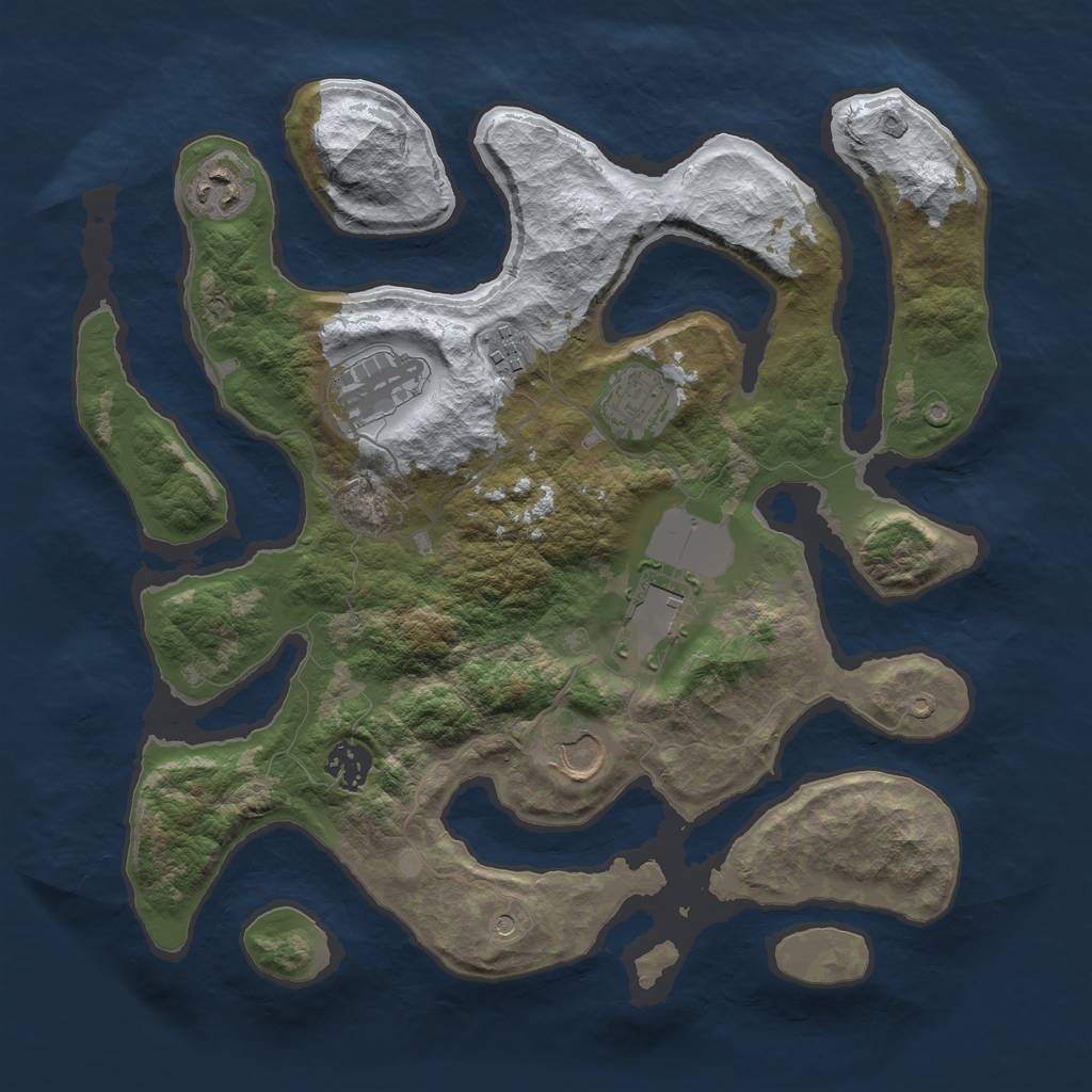 Rust Map: Barren, Size: 3500, Seed: 2073316, 10 Monuments