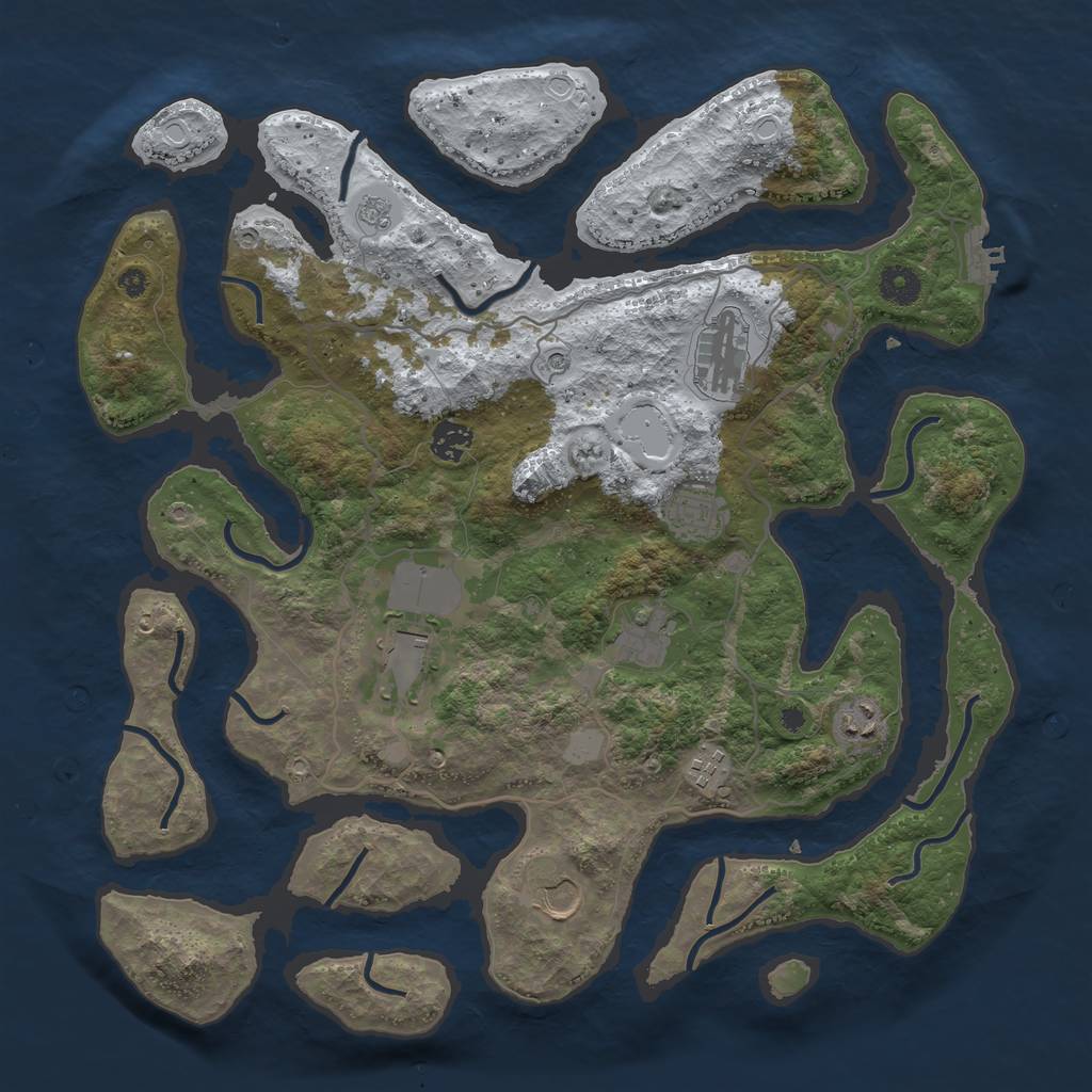 Rust Map: Procedural Map, Size: 4000, Seed: 704735, 16 Monuments