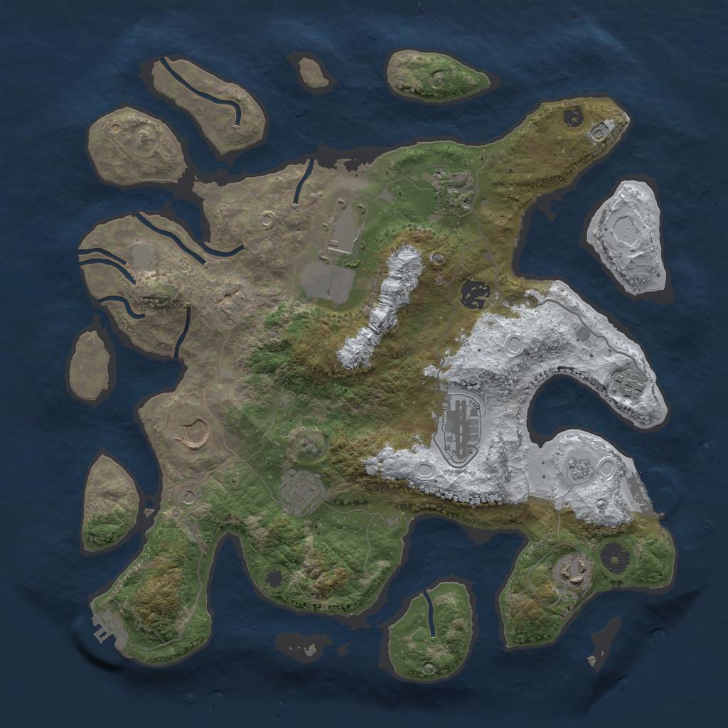 Rust Map: Procedural Map, Size: 3700, Seed: 4310873, 17 Monuments