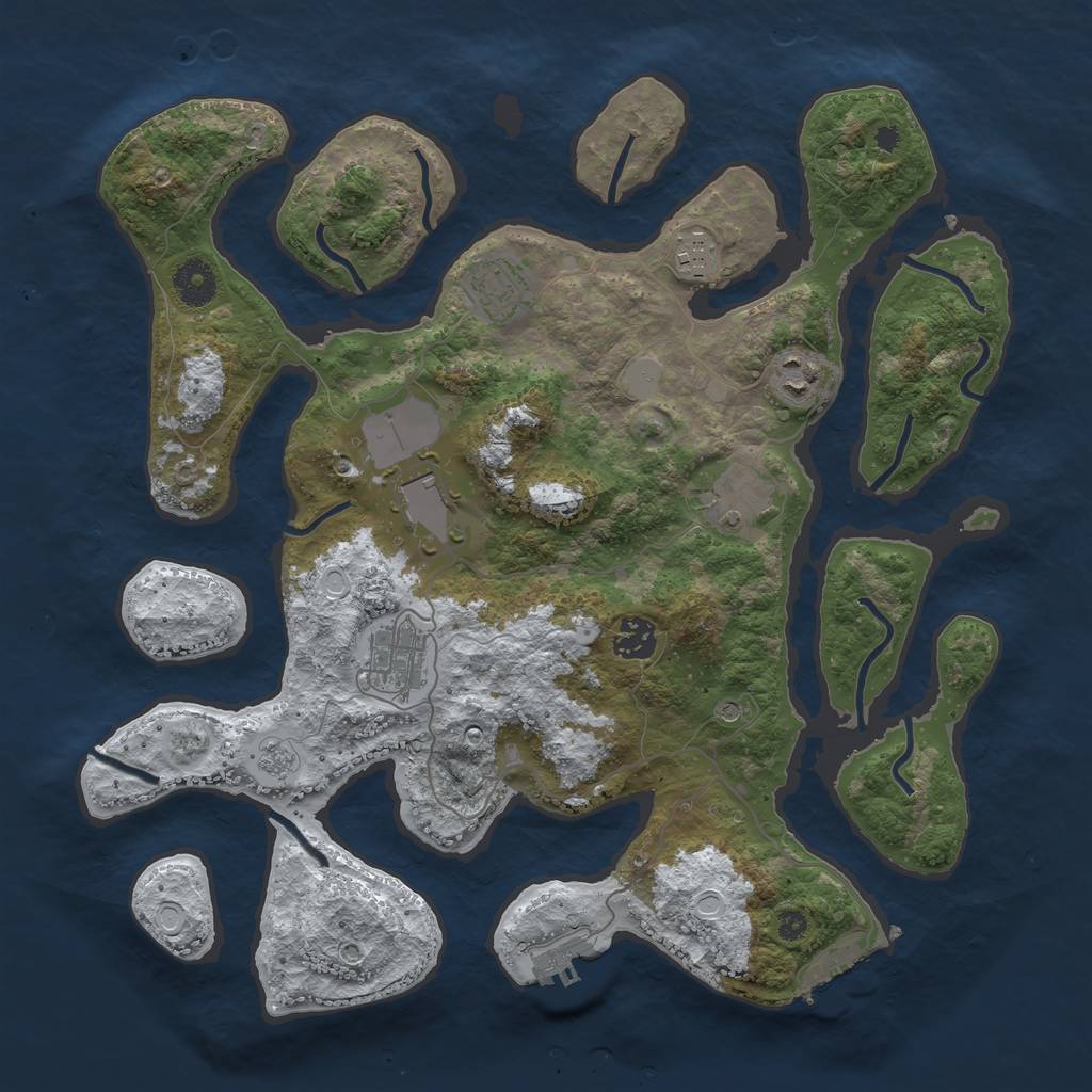 Rust Map: Procedural Map, Size: 3700, Seed: 3158787, 16 Monuments