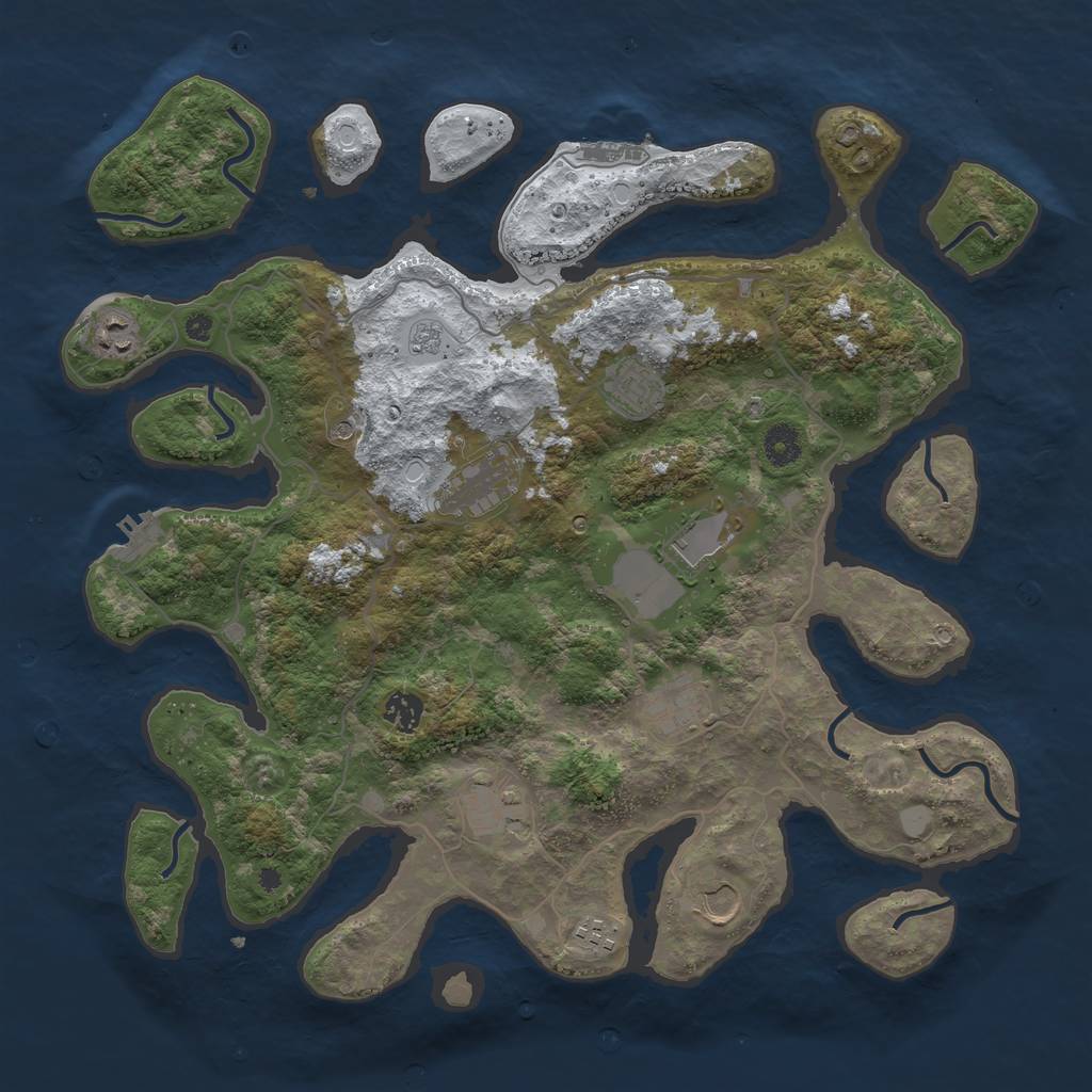 Rust Map: Procedural Map, Size: 4100, Seed: 34478624, 18 Monuments