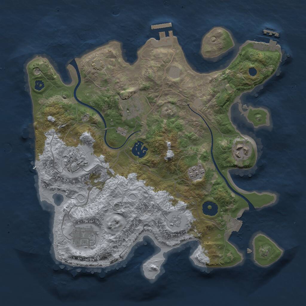 Rust Map: Procedural Map, Size: 3000, Seed: 410342913, 11 Monuments