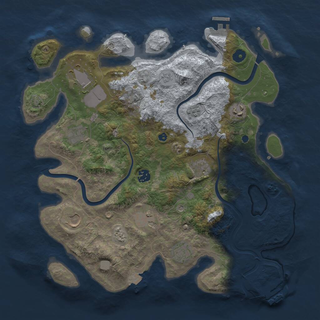 Rust Map: Procedural Map, Size: 3700, Seed: 2542395, 15 Monuments