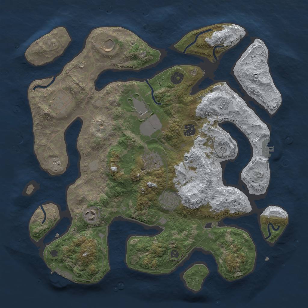 Rust Map: Procedural Map, Size: 3700, Seed: 1747932, 17 Monuments